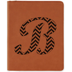 Pixelated Chevron Leatherette Zipper Portfolio with Notepad (Personalized)