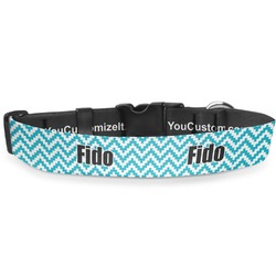 Pixelated Chevron Deluxe Dog Collar - Extra Large (16" to 27") (Personalized)