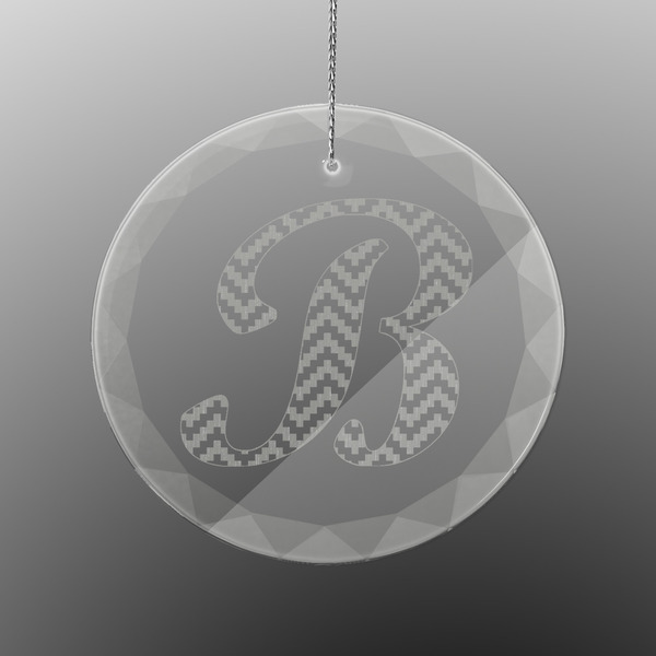 Custom Pixelated Chevron Engraved Glass Ornament - Round (Personalized)