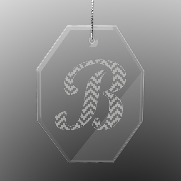 Custom Pixelated Chevron Engraved Glass Ornament - Octagon (Personalized)