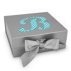 Pixelated Chevron Gift Box with Magnetic Lid - Silver (Personalized)