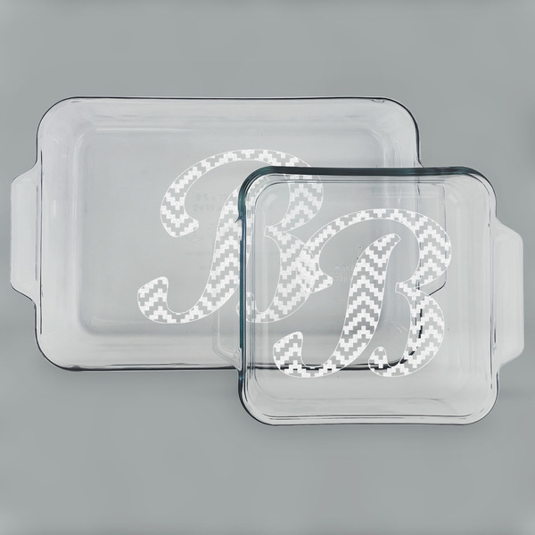 Custom Pixelated Chevron Set of Glass Baking & Cake Dish - 13in x 9in & 8in x 8in (Personalized)