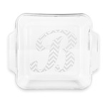 Pixelated Chevron Glass Cake Dish with Truefit Lid - 8in x 8in (Personalized)