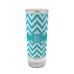 Pixelated Chevron 2 oz Shot Glass -  Glass with Gold Rim - Single (Personalized)