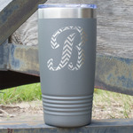 Pixelated Chevron 20 oz Stainless Steel Tumbler - Grey - Double Sided (Personalized)