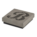 Pixelated Chevron Jewelry Gift Box - Engraved Leather Lid (Personalized)