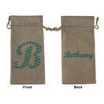 Pixelated Chevron Large Burlap Gift Bag - Front & Back (Personalized)