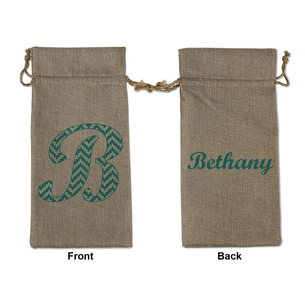 Custom Pixelated Chevron Large Burlap Gift Bag - Front & Back (Personalized)