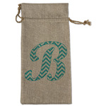 Pixelated Chevron Large Burlap Gift Bag - Front (Personalized)