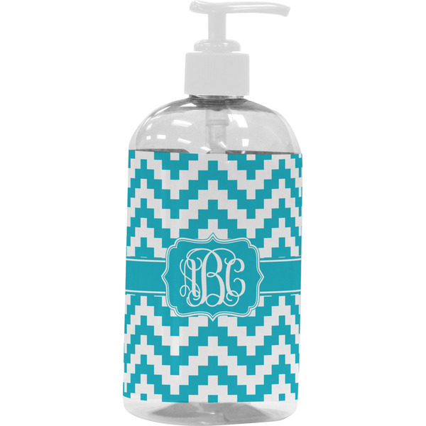 Custom Pixelated Chevron Plastic Soap / Lotion Dispenser (16 oz - Large - White) (Personalized)