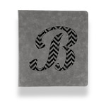 Pixelated Chevron Leather Binder - 1" - Grey (Personalized)