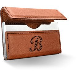 Pixelated Chevron Leatherette Business Card Holder - Double Sided (Personalized)