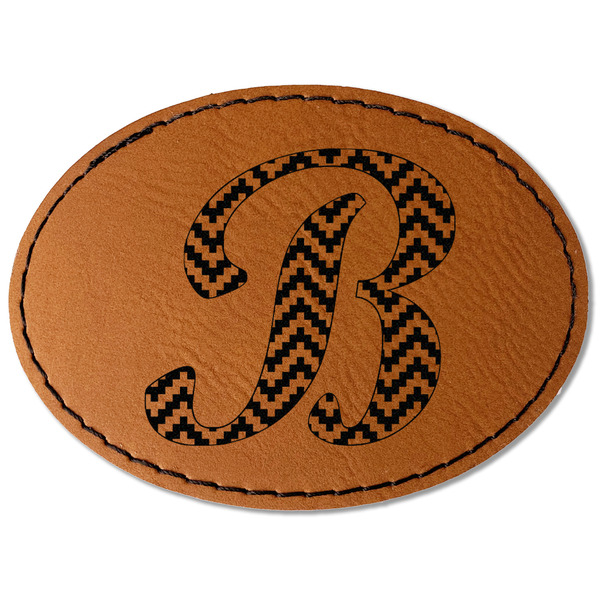 Custom Pixelated Chevron Faux Leather Iron On Patch - Oval (Personalized)