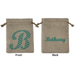 Pixelated Chevron Medium Burlap Gift Bag - Front & Back (Personalized)