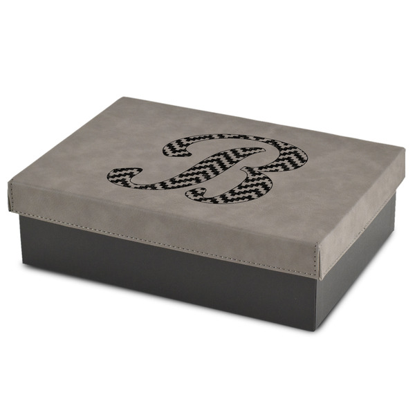 Custom Pixelated Chevron Medium Gift Box w/ Engraved Leather Lid (Personalized)