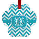 Pixelated Chevron Metal Paw Ornament - Double Sided w/ Monogram