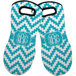 Pixelated Chevron Neoprene Oven Mitts - Set of 2 w/ Monogram