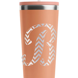 Pixelated Chevron RTIC Everyday Tumbler with Straw - 28oz - Peach - Double-Sided (Personalized)