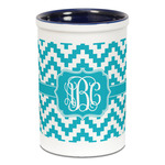 Pixelated Chevron Ceramic Pencil Holders - Blue