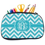 Pixelated Chevron Neoprene Pencil Case - Medium w/ Monogram