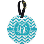 Pixelated Chevron Plastic Luggage Tag - Round (Personalized)