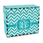 Pixelated Chevron Wood Recipe Box - Full Color Print (Personalized)