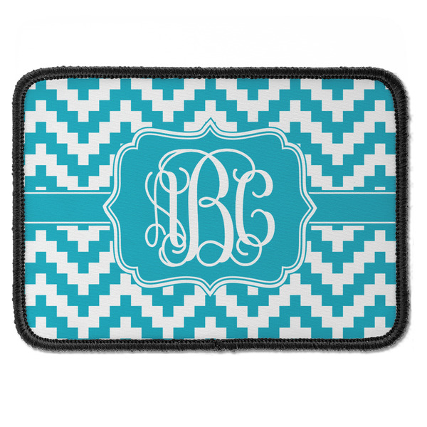 Custom Pixelated Chevron Iron On Rectangle Patch w/ Monogram