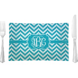 Pixelated Chevron Glass Rectangular Lunch / Dinner Plate (Personalized)