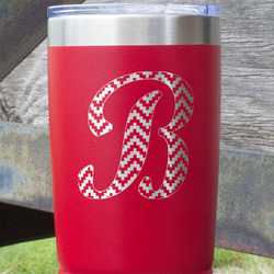 Pixelated Chevron 20 oz Stainless Steel Tumbler - Red - Single Sided (Personalized)