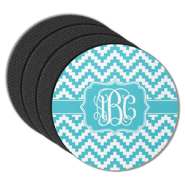 Custom Pixelated Chevron Round Rubber Backed Coasters - Set of 4 (Personalized)