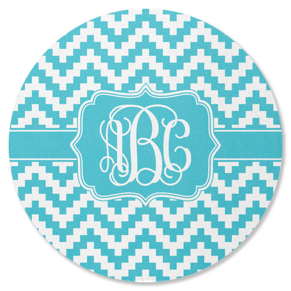 Custom Pixelated Chevron Round Rubber Backed Coaster (Personalized)