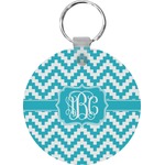 Pixelated Chevron Round Plastic Keychain (Personalized)