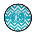 Pixelated Chevron Iron On Round Patch w/ Monogram