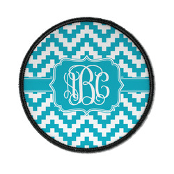 Pixelated Chevron Iron On Round Patch w/ Monogram