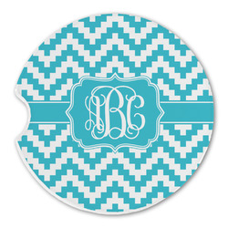 Pixelated Chevron Sandstone Car Coaster - Single (Personalized)