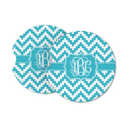 Pixelated Chevron Sandstone Car Coasters - Set of 2 (Personalized)