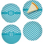 Pixelated Chevron Set of 4 Glass Appetizer / Dessert Plate 8" (Personalized)