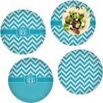 Pixelated Chevron Set of 4 Glass Lunch / Dinner Plate 10" (Personalized)