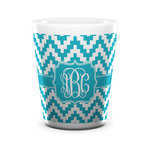 Pixelated Chevron Ceramic Shot Glass - 1.5 oz - White - Single (Personalized)