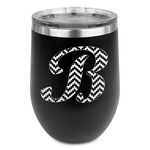 Pixelated Chevron Stemless Stainless Steel Wine Tumbler - Black - Double Sided (Personalized)