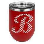 Pixelated Chevron Stemless Stainless Steel Wine Tumbler - Red - Double Sided (Personalized)