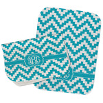 Pixelated Chevron Burp Cloths - Fleece - Set of 2 w/ Monogram