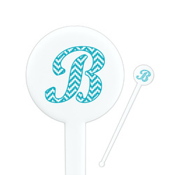 Pixelated Chevron 7" Round Plastic Stir Sticks - White - Double Sided (Personalized)