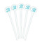 Pixelated Chevron White Plastic 7" Stir Stick - Round - Fan View