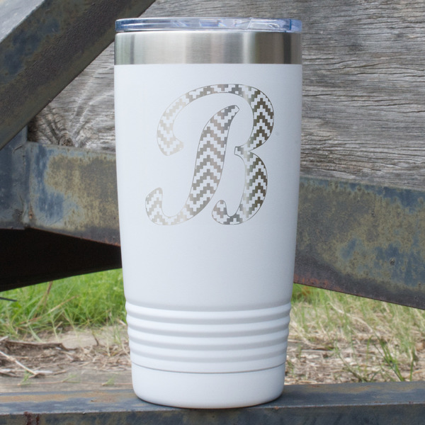 Custom Pixelated Chevron 20 oz Stainless Steel Tumbler - White - Double Sided (Personalized)