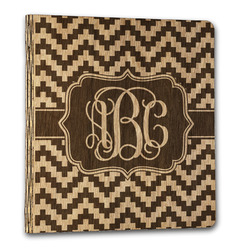 Pixelated Chevron Wood 3-Ring Binder - 1" Letter Size (Personalized)