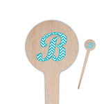 Pixelated Chevron 4" Round Wooden Food Picks - Single Sided (Personalized)