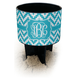 Pixelated Chevron Black Beach Spiker Drink Holder (Personalized)