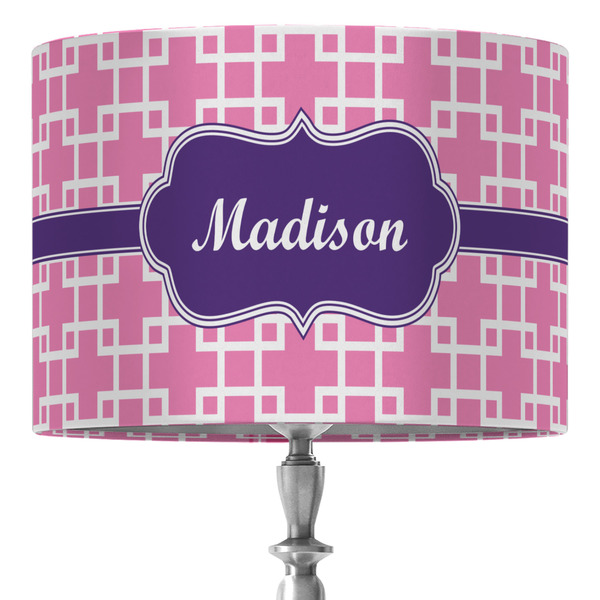 Custom Linked Squares 16" Drum Lamp Shade - Fabric (Personalized)