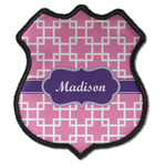 Linked Squares Iron On Shield Patch C w/ Name or Text